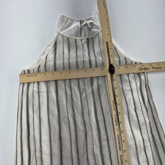 Joie Silk‎ Tank Top Womens XS White Silver Zelpha Striped Sheer Blouse Silk - Picture 8 of 10